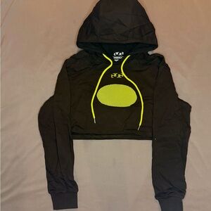Chic Black Hoodie with Vibrant Yellow Highlights
